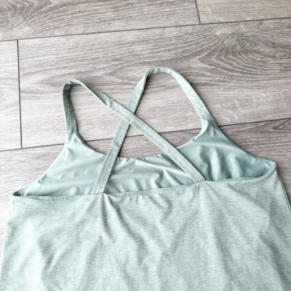 GapFit Brushed Tech Jersey Dress with Built in Shorts in Sage - Picture 14 of 15